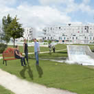 Persan, « le village ». Fontaine et espace vert